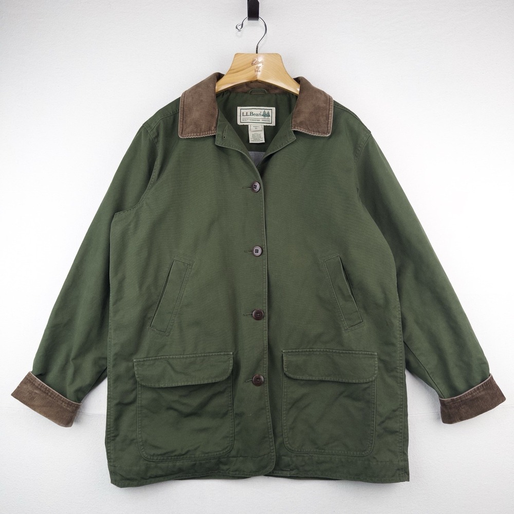 90's Vtg LL Bean Women's XL (48) Chore Barn Coat Jacket Lined Rare Green
